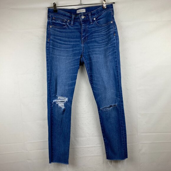 Madewell Womens Sz 29 High Rise Skinny Crop Jeans Blue Stretch Denim - Picture 2 of 8